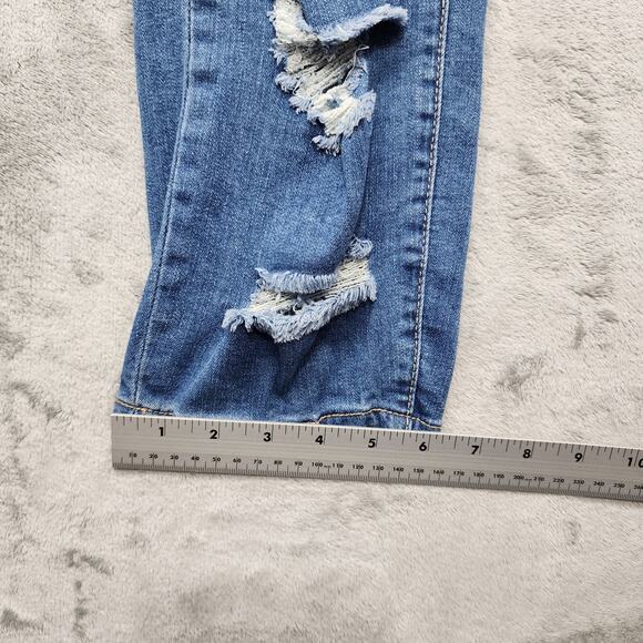 Almost Famous Jeans Womens 18 Blue Ripped Distressed High Rise Skinny Ankle - Picture 12 of 13